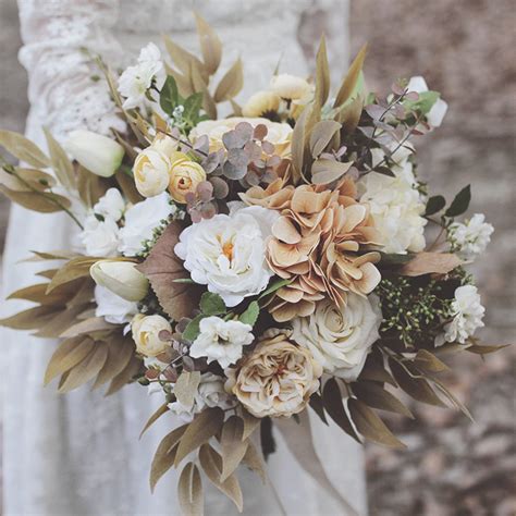 taupe tan and ivory bridal bouquet for classic autumn etsy vintage bridal bouquet ivory