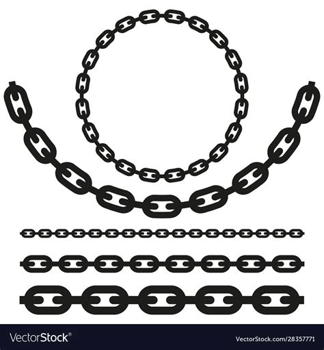 Set Different Chains Silhouette On White Vector Image