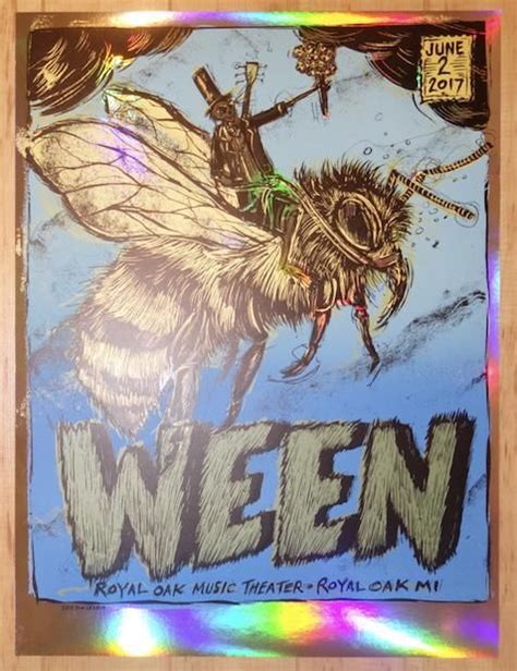 2017 Ween Royal Oak Foil Variant Silkscreen Concert Poster By Dan