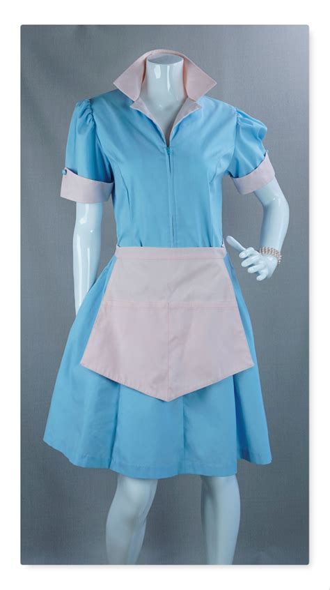 80s Vtg Pink And Blue Waitress Uniform With Apron By Th In 2022