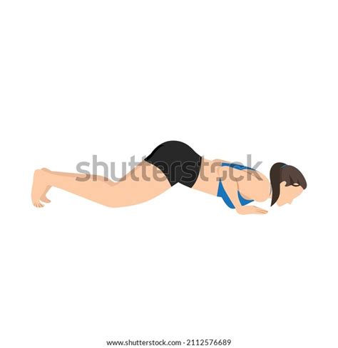 Woman Doing Knees Chest Chin Pose Stock Vector Royalty Free