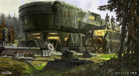The Art Of Bungies Destiny 2 Forest Camp Futuristic Art Scifi