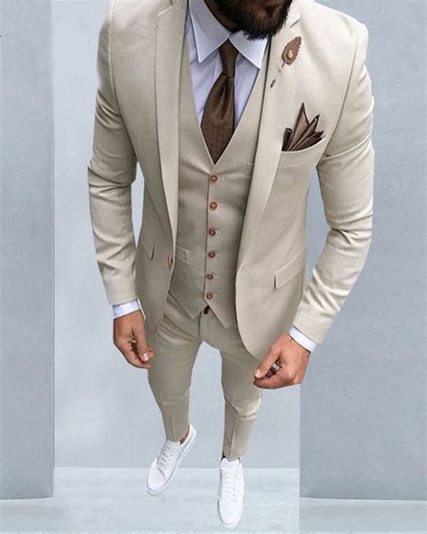 Beige Groom Tuxedos For Menformal Dress Suits For Wedding Se07113