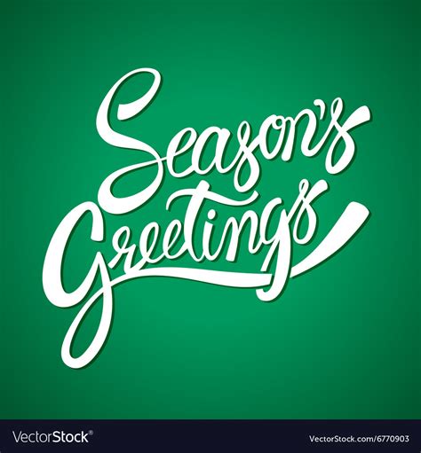 Seasons Greetings Hand Lettering Calligraphy Vector Image