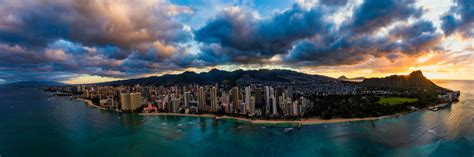 Hawaii Aerial Photography Waikiki Sunrise Flight By Leighton Lum
