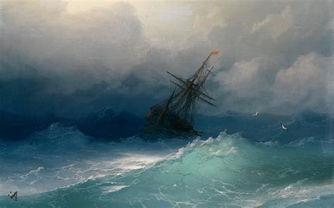 Ocean Storm Clouds Ship