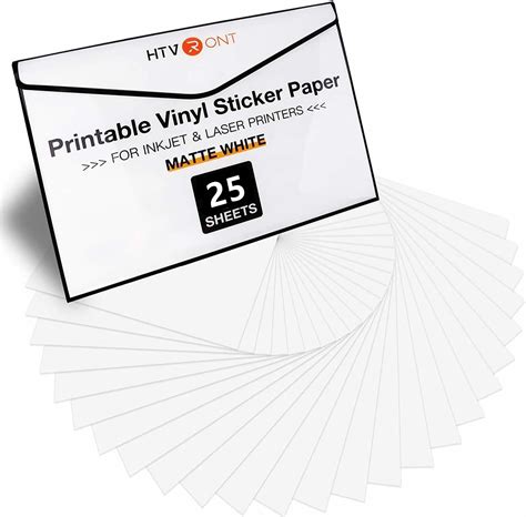 Htvront 25 Sheets Matte White A4 Printable Vinyl Sticker Paper Adhesive