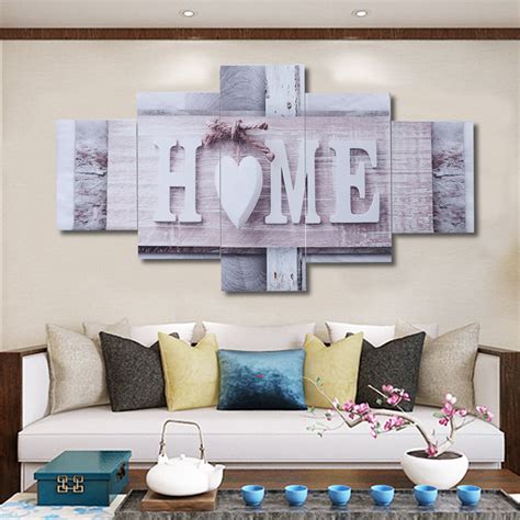 Asewun Unframed 5 Panels Love Home Canvas Wall Art Print Painting