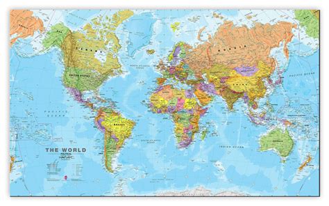 Large World Wall Map Political Canvas