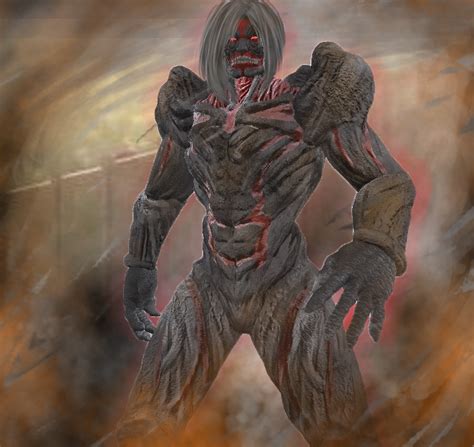 Enormous humanoid monsters called titans come stampeding through the walls and immediately start eating every man, woman, and child they can find. FN D1234 - Attack on Titan Armored Titan