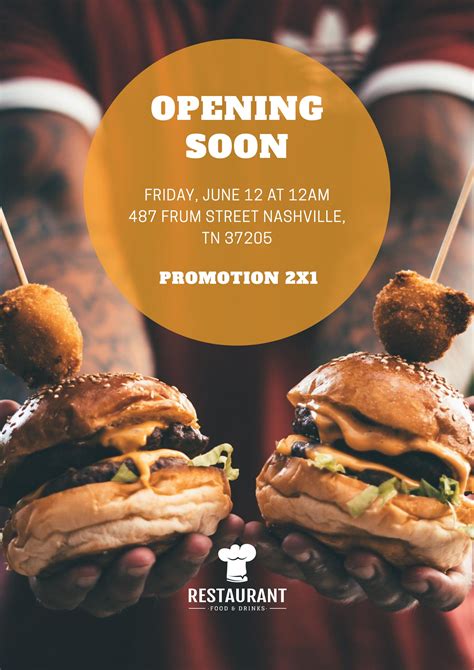 Editable Poster Of Opening Soon With Promotion 2x1 Good Food Image