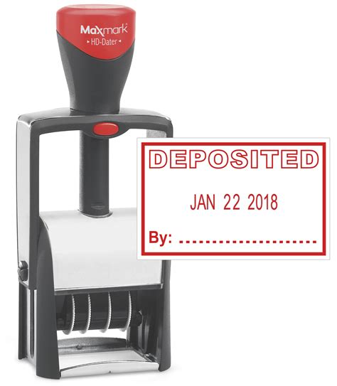 Heavy Duty Date Stamp With Deposited Self Inking Stamp Red Ink