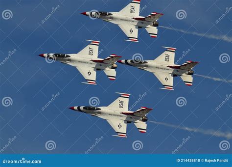 Us Air Force Thunderbird Fighter Jets Performing Aerial Maneuvers