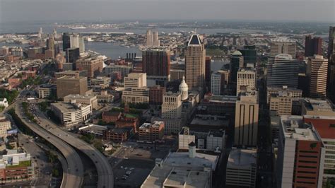 5k Stock Footage Aerial Video Of Downtown Baltimore Skyscrapers Office
