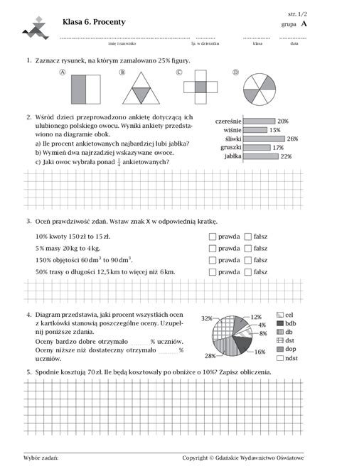 Procenty Klasa 6 Zadania I Odpowiedzi Image To U