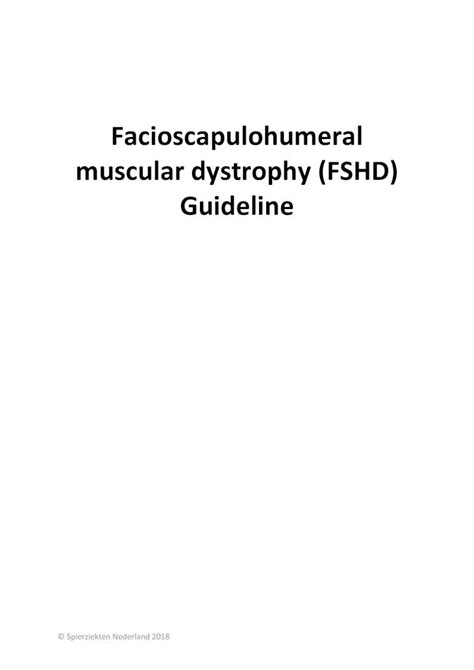 Pdf Facioscapulohumeral Muscular Dystrophy Fshd Guideline