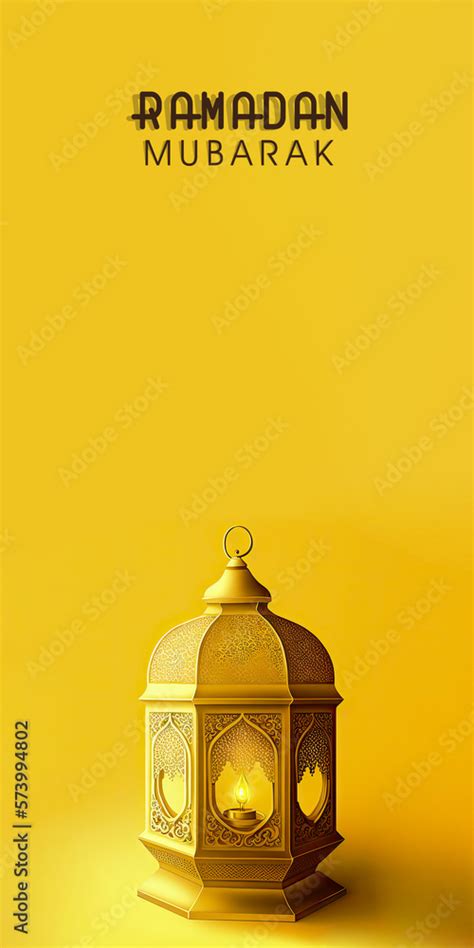 Ramadan Mubarak Banner Design With 3d Render Golden Illuminated Arabic