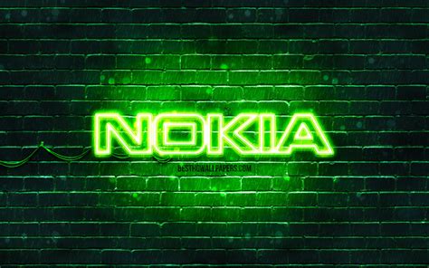 Download Wallpapers Nokia Green Logo 4k Green Brickwall Nokia Logo