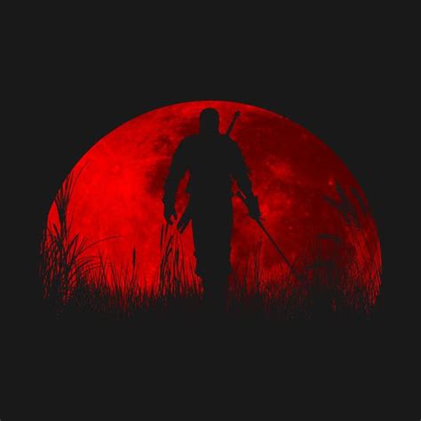 Red Moon By Mercert Ninja Art Samurai Art Samurai Artwork