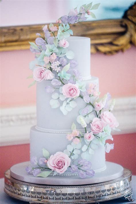 Pastel Spring Garland Wedding Cake Pink Wedding Cake Wedding Cakes