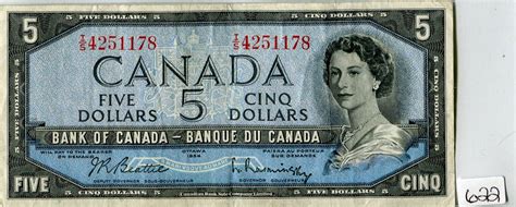 Five Dollar Note Bank Of Canada 1954 Schmalz Auctions