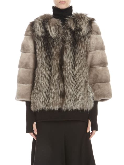 Yves Salomon Mink Fox Fur Coat In Brown Lyst