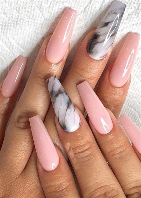 Marble Shaped Pink Nail Art To Make In 2019 Shaped March Nail