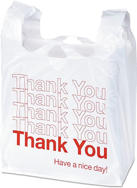 Made of durable plastic, these bags can be availed in various standard supermarket sizes. Thank You" Shopping Bag,12 x7x 23, 0.55 mil, White/Red ...