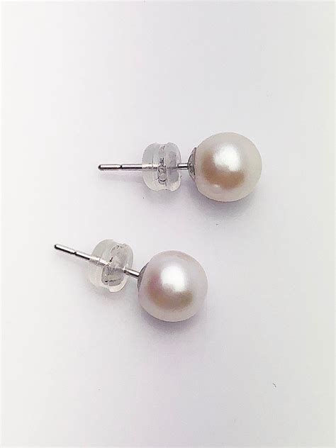 Japanese Akoya Pearl Earrings On 14k White Gold Studs 65 7mm Or 7 7