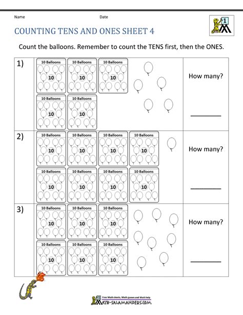 Our grade 1 place value worksheets help students understand our base 10 number system. Counting Tens and Ones Sheet 4 | 1st grade math worksheets, Printable math worksheets, Math ...