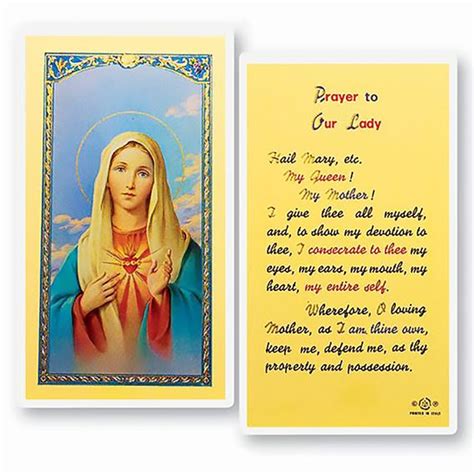 Laminated Holy Card Prayer To Our Lady Immaculate Heart Of Mary Ewtn Religious Catalogue
