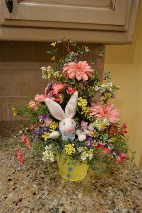 Peek A Boo Bunny Arrangement Etsy Easter Flowers Easter Wreaths