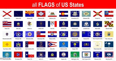 All 50 Us State Flags Alphabetically Icon Set Vector Illustration Stock Illustration - Download ...