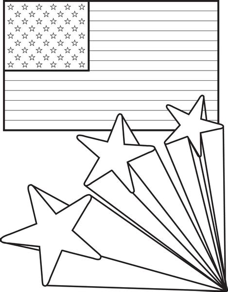 Printable American Flag With Stars 4th Of July Coloring Page For Kids