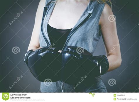 Boxer Girl Exercise With Boxing Gloves Stock Photo Image Of Fight