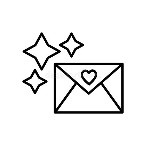 Envelope With Heart And Stars Line Icon Love Letter Vector
