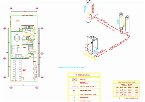 Plano de instalación de gas en AutoCAD CAD KB Bibliocad