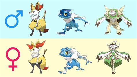 All Gen 6 Starters Pokemon Evolution Gender Difference Fanart Youtube