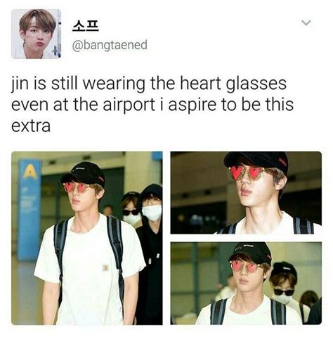 How Does Jin Manage To Walk With His Heart Glasses Thats Pure Talent
