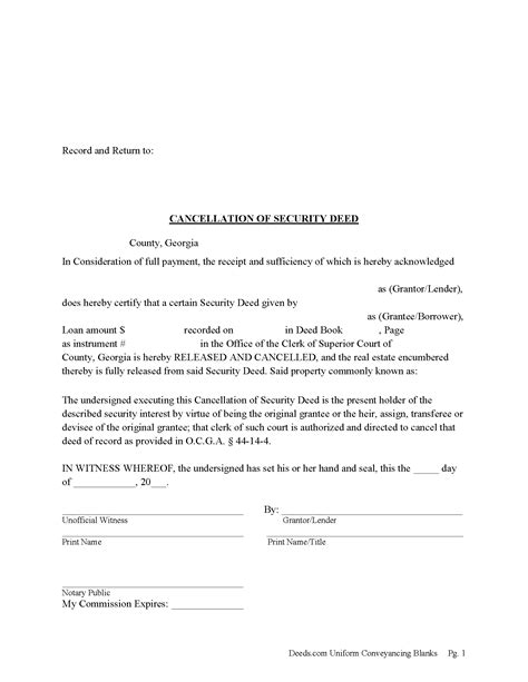 Hall County Cancellation Of Security Deed Forms Georgia