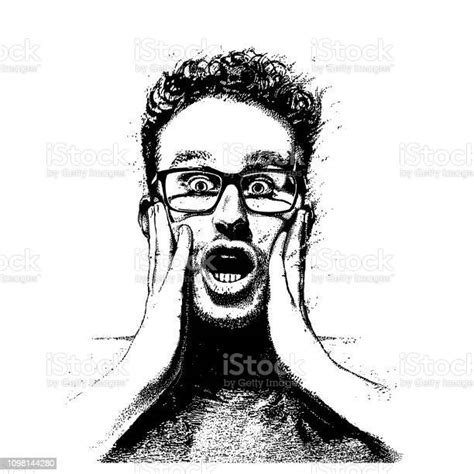 Young Man With Shocked Facial Expression Stock Illustration Download