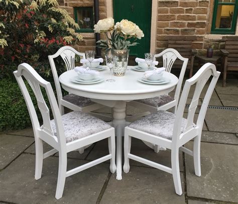 How much room for dining chairs? Round Extending Dining Table & 6 Chairs | Shabby Chick ...