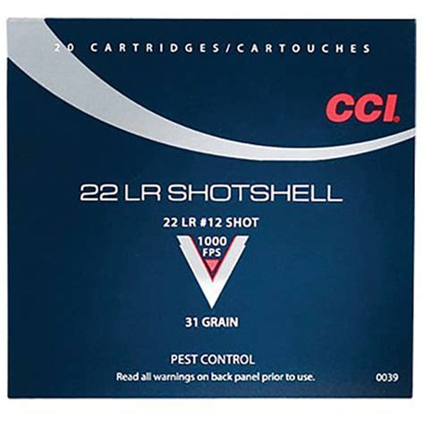 Cci 0039 Pest Control Shotshell 22lr 31 Gr 12 Shot 20 Rounds Fin
