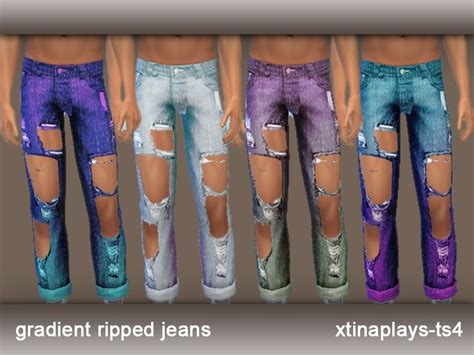 9 Colors Found In Tsr Category Sims 4 Male Everyday Ripped Jeans