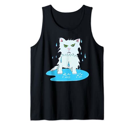 Dripping Wet Kitty Cat Funny Mad Tank Top Clothing