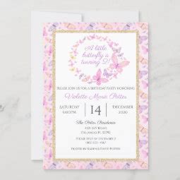 Pink And Purple Butterfly Girls Birthday Party Invitation Zazzle