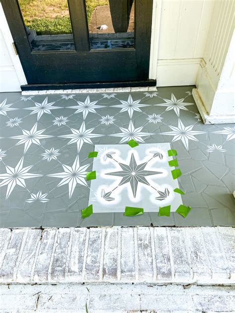 Stencil Painted Porch Floor Makeover Blesser House In 2020 Painted