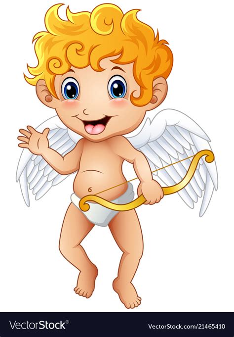 Cute Cartoon Little Cupid Waving Hand Royalty Free Vector