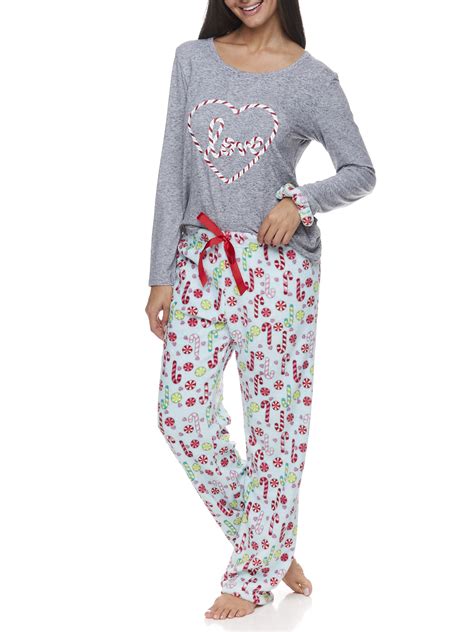 Sleep And Co Womens And Womens Plus Knit Pajama Set With Scrunchie 2