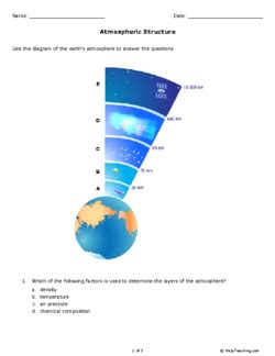 Earth's atmosphere acts as a protective shield that keeps temperatures within a relatively small range. Atmospheric Structure (Grade 10) - Free Printable Tests ...
